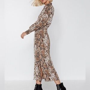 Nasty Gal High Neck Open Back Snake Print Maxi Dress Size US 8